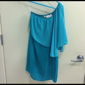 Turquoise LuLu's One Shoulder Dress