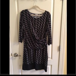 New York & Co Black and Gray Wrap Dress