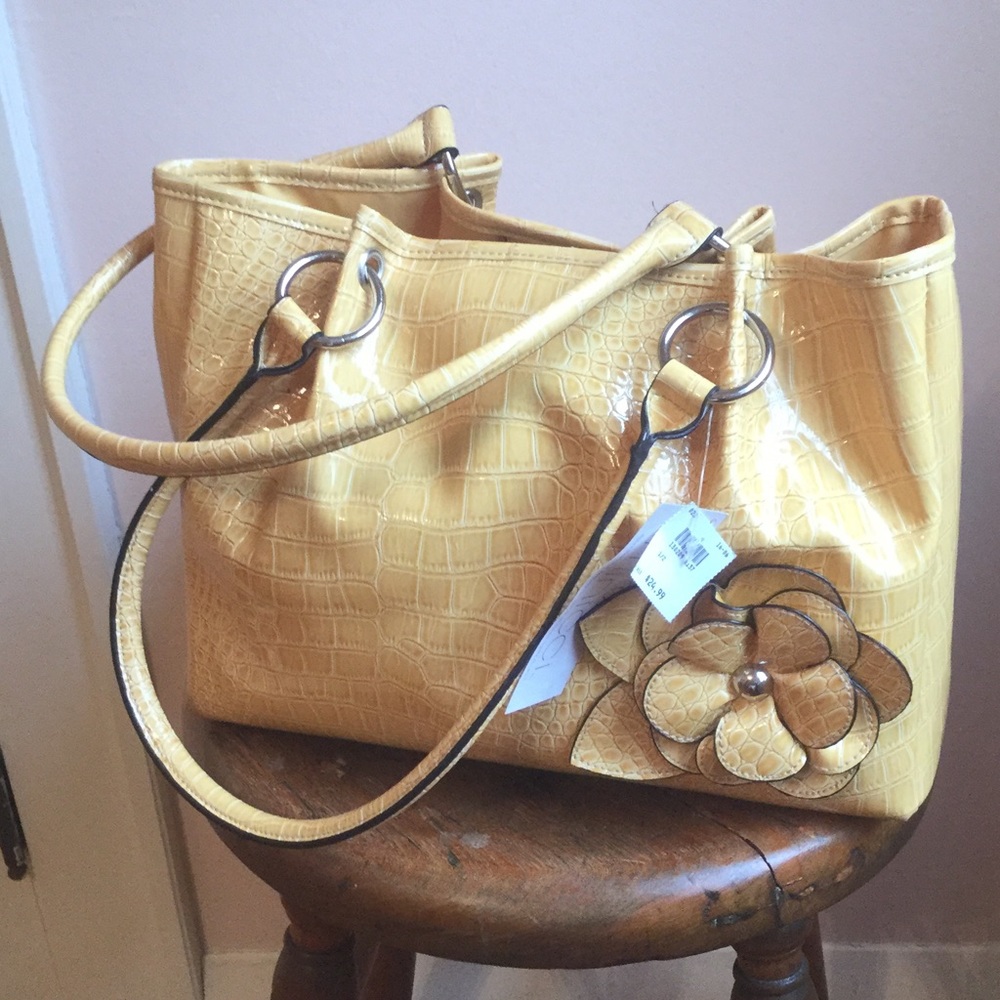 👜Minicci Faux Leather Alligator Print Bag-Mustard