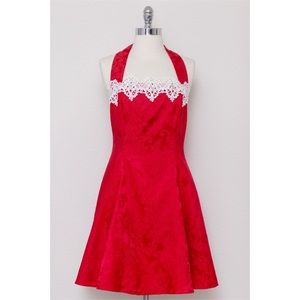 Vintage Jessica McClintock Red Brocade Dress