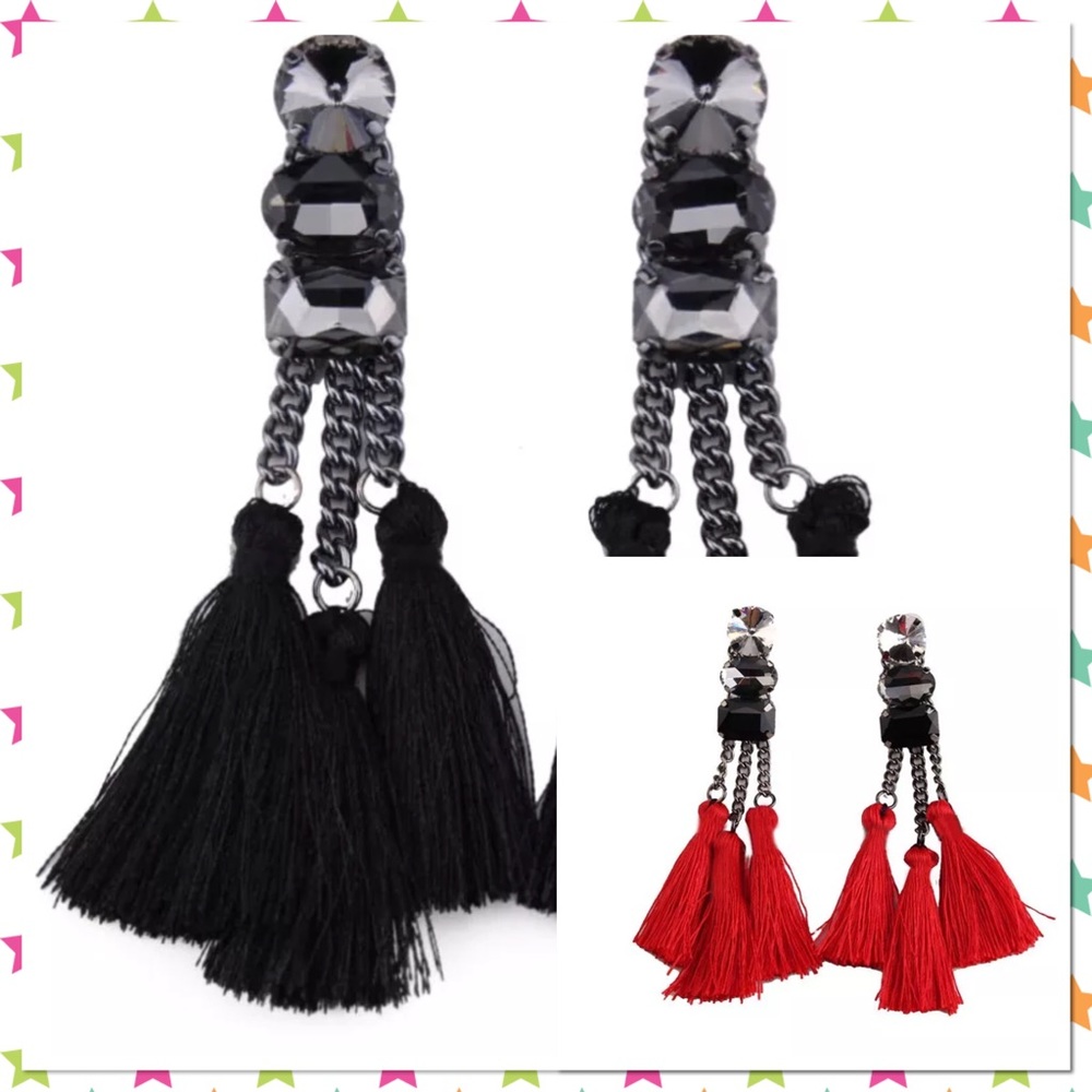 Fashion crystal rhinestone tassels earrings