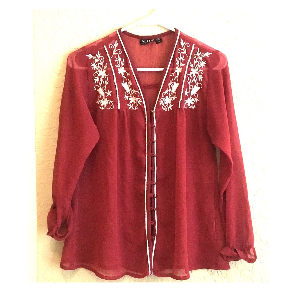 SOLD GORGEOUS sheer silky flowered blouse