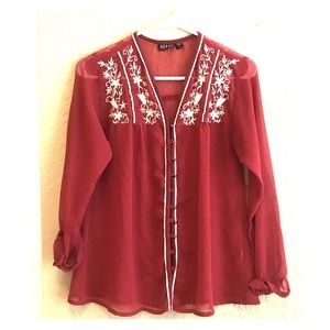 SOLD GORGEOUS sheer silky flowered blouse