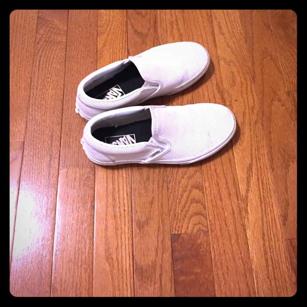 Slip in white leather vans