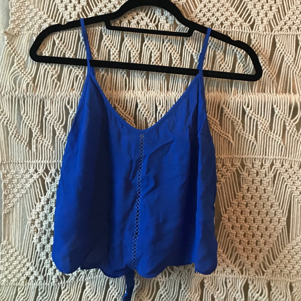 Blue backless crop top
