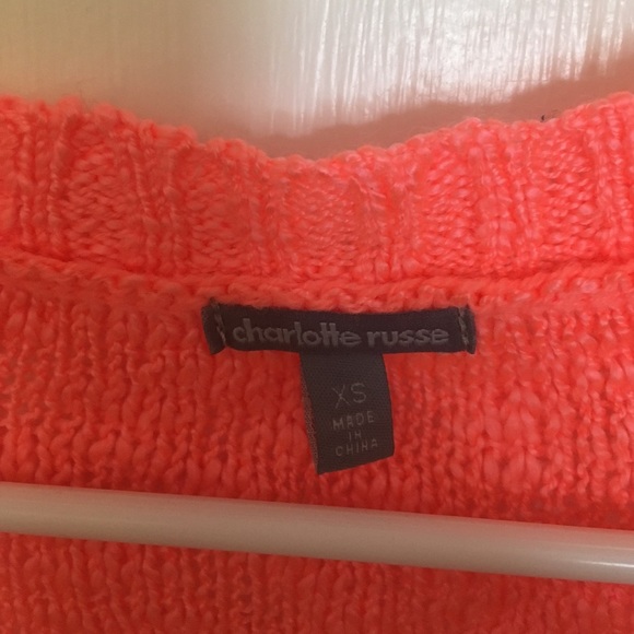 Charlotte Russe Neon Coral High Low Tunic Sweater - Picture 5 of 7