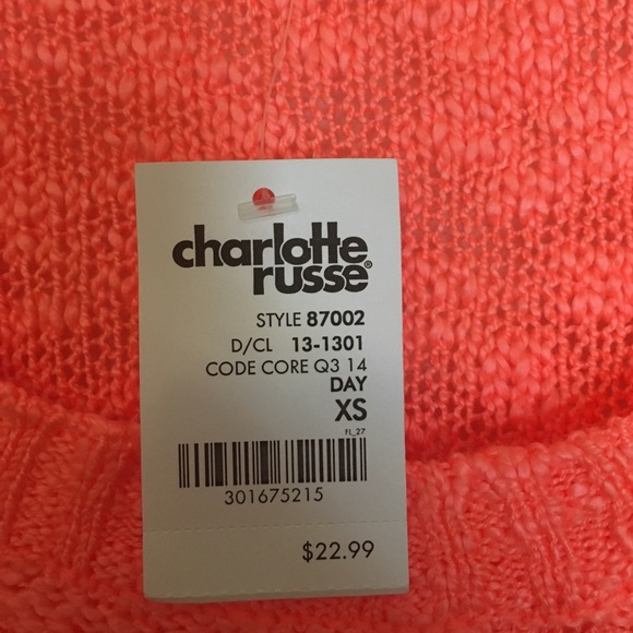 Charlotte Russe Neon Coral High Low Tunic Sweater - Picture 6 of 7