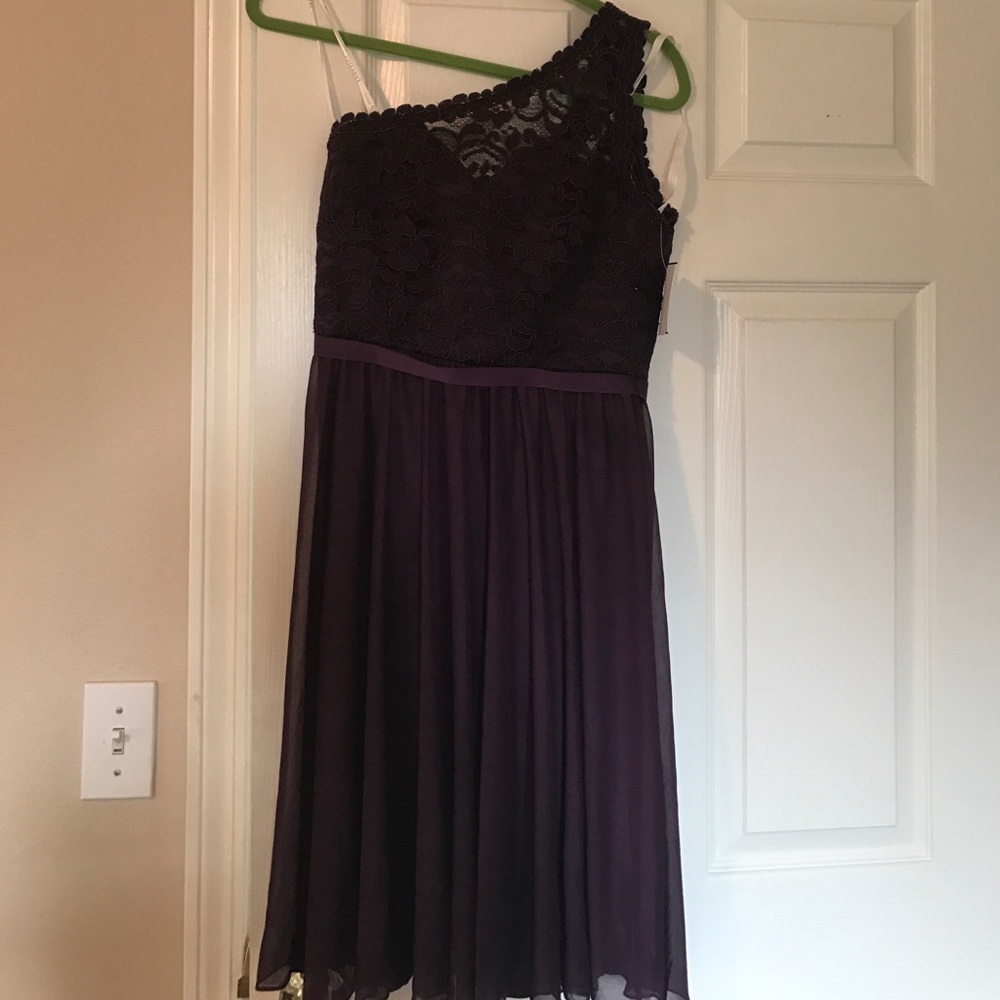 David's Bridal F15711 Plum bridesmaid dress
