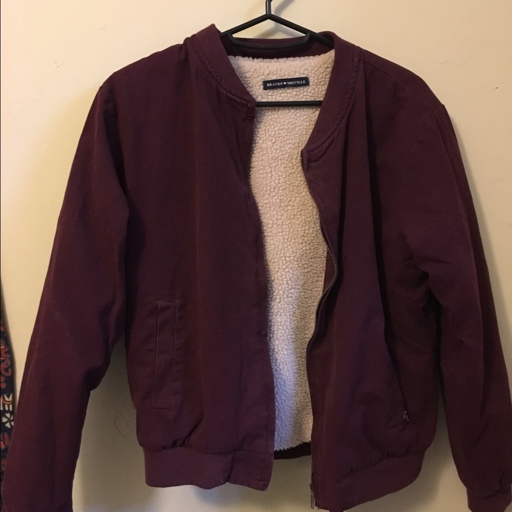 Brandy Melville maroon bomber jacket