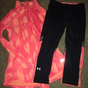 Under Armour halfzip pullover and Capri length set