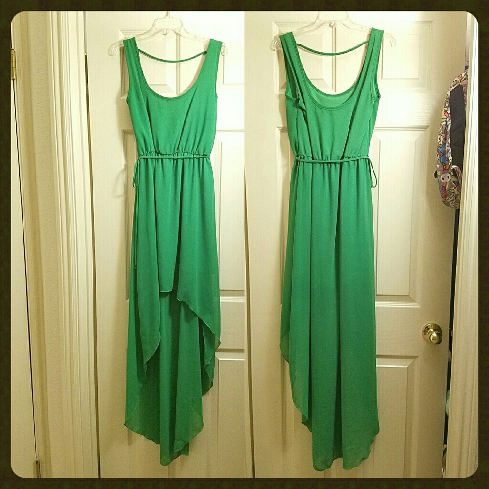 High Low / Hi-low Kelly Green Maxi Dress