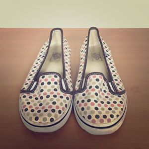 Pink and brown polka dot Vans