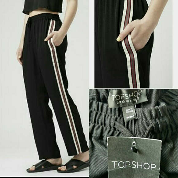 Topshop Pants - TOPSHOP Black Side Stripe Joggers NWT Size 8