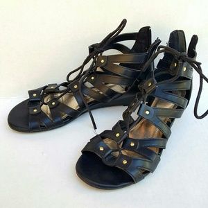 Black Lace Up Sandals