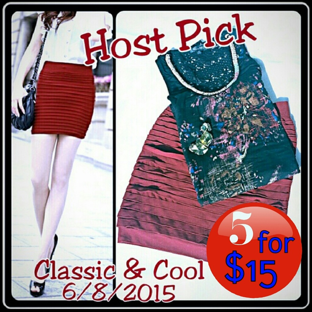 Wine Red Stretch Mini Skirt