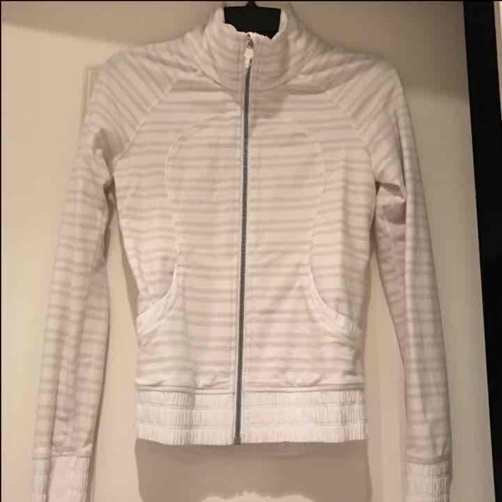 Lululemon white striped track jacket