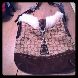 Like new Coach fur handbag