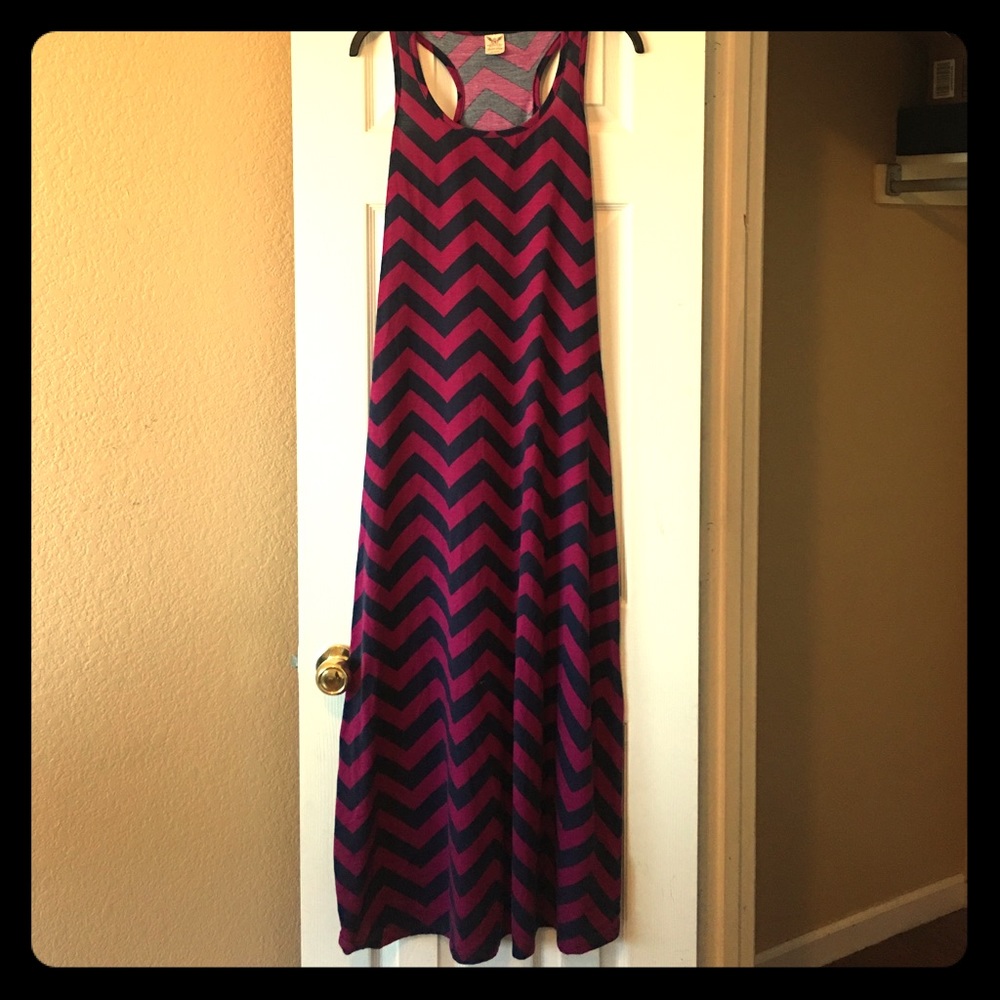 Maroon and dark blue maxi dress