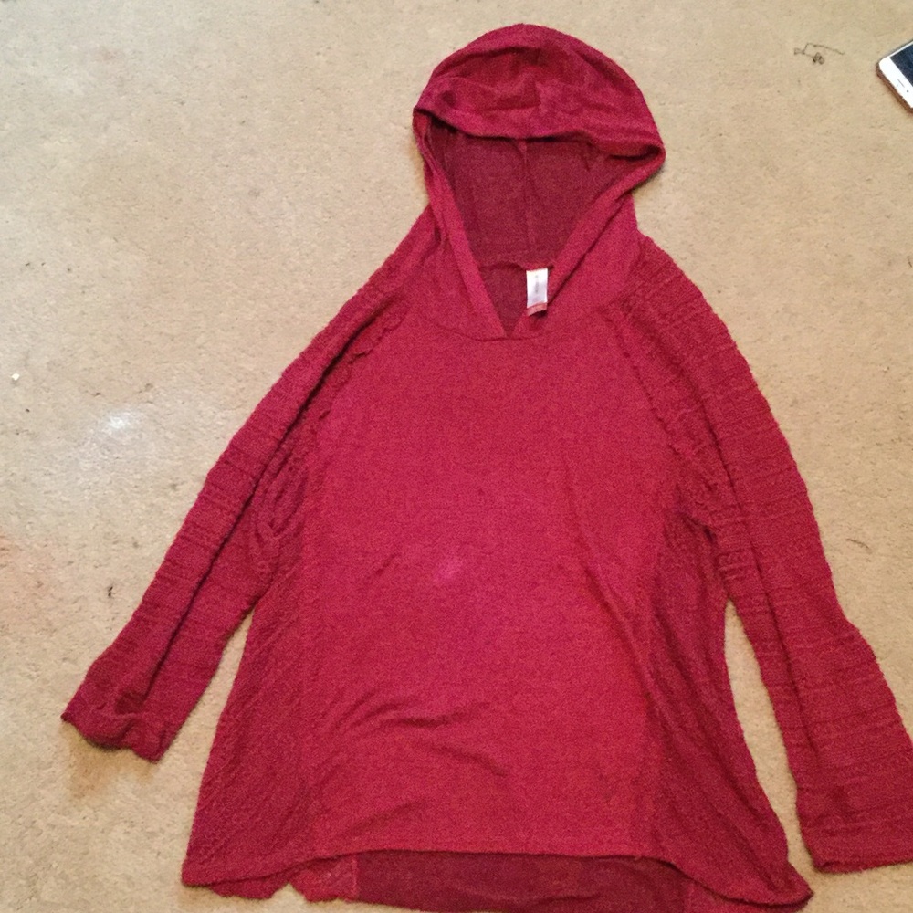Red hooded sweater top
