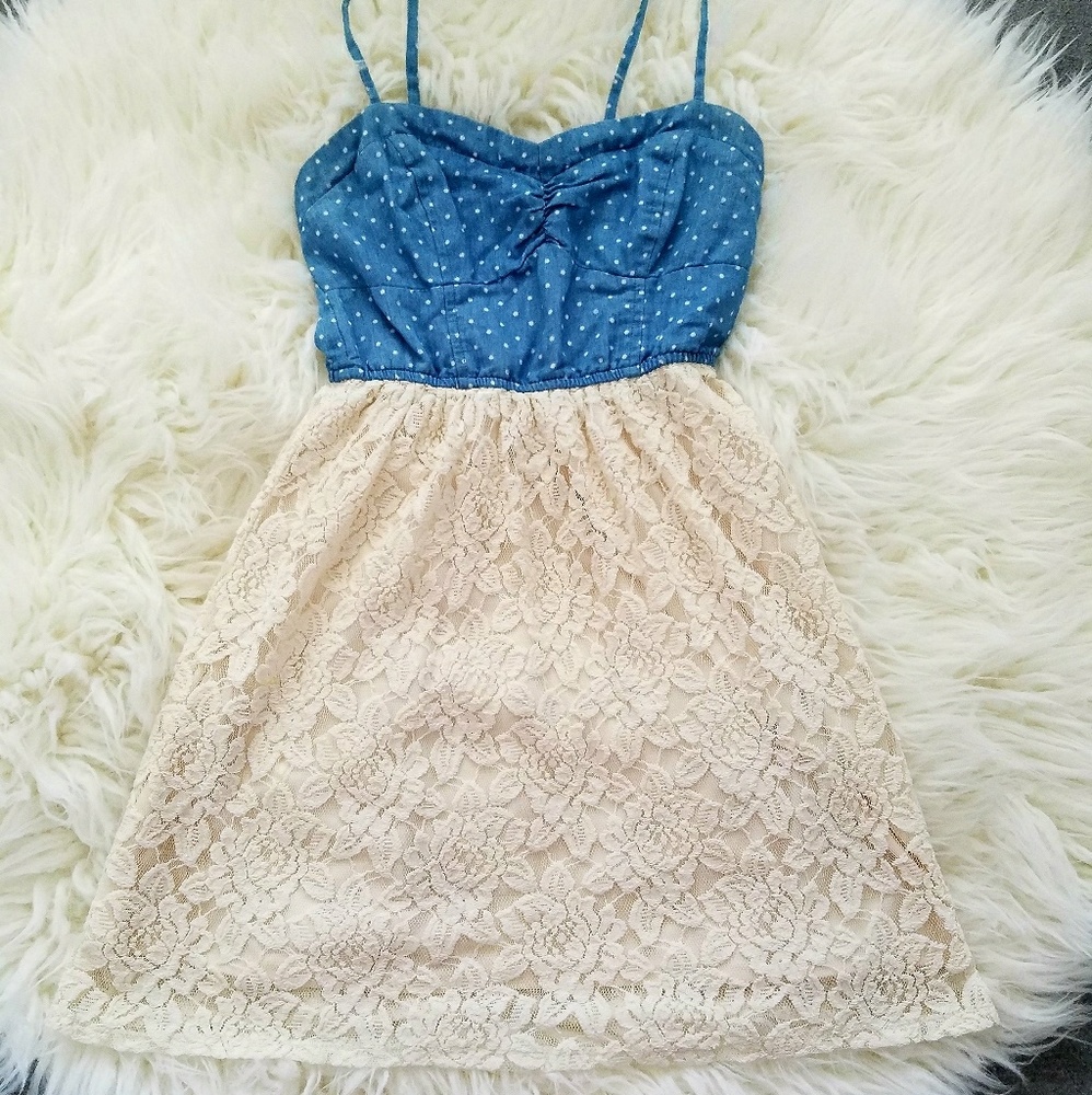 Bustier denim style top lace dress