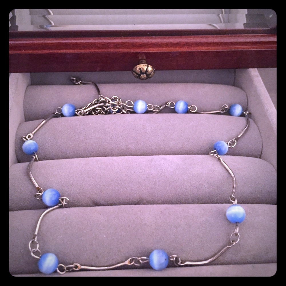 Silver & Blue Bead Necklace