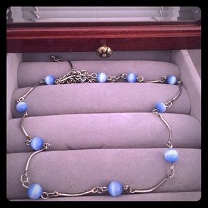 Silver & Blue Bead Necklace