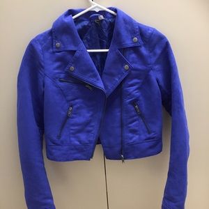 Blue Suede Moto Jacket
