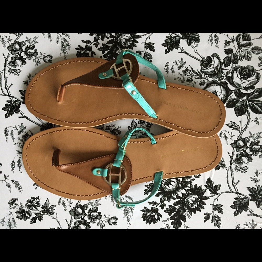Tommy Hilfiger Turquoise Sandals Size 7.5