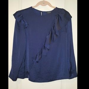 Navy blue Topshop blouse NWOT