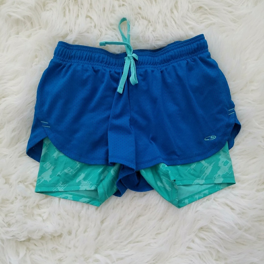 Blue running shorts