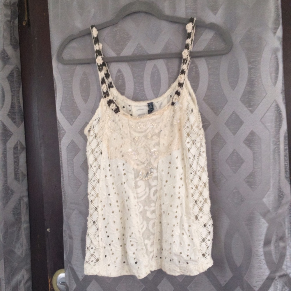 Free People lacy embellished top