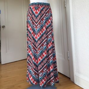 Tribal Print Maxi Skirt