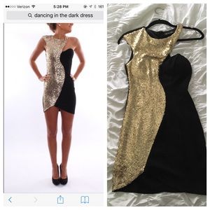 Black and Gold Sequined Dress
