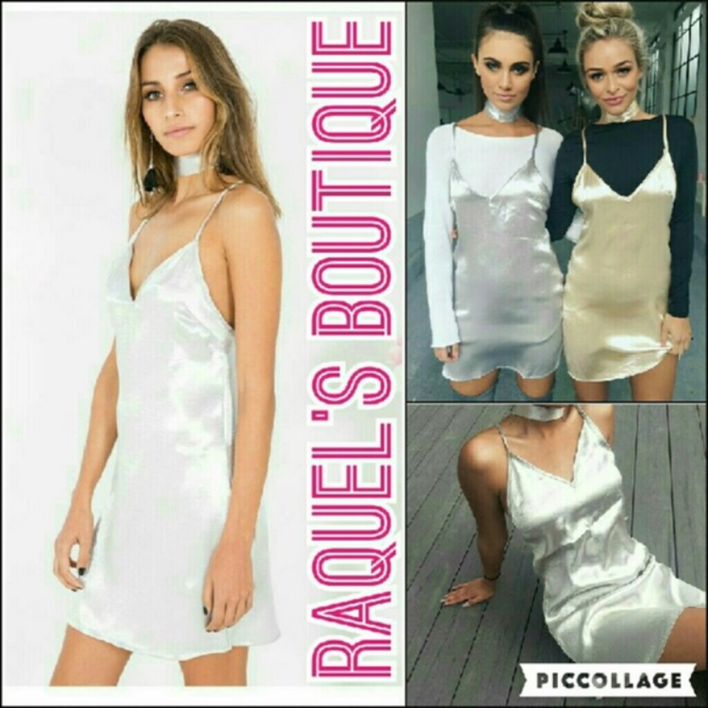 Silver slip dress with matching choker