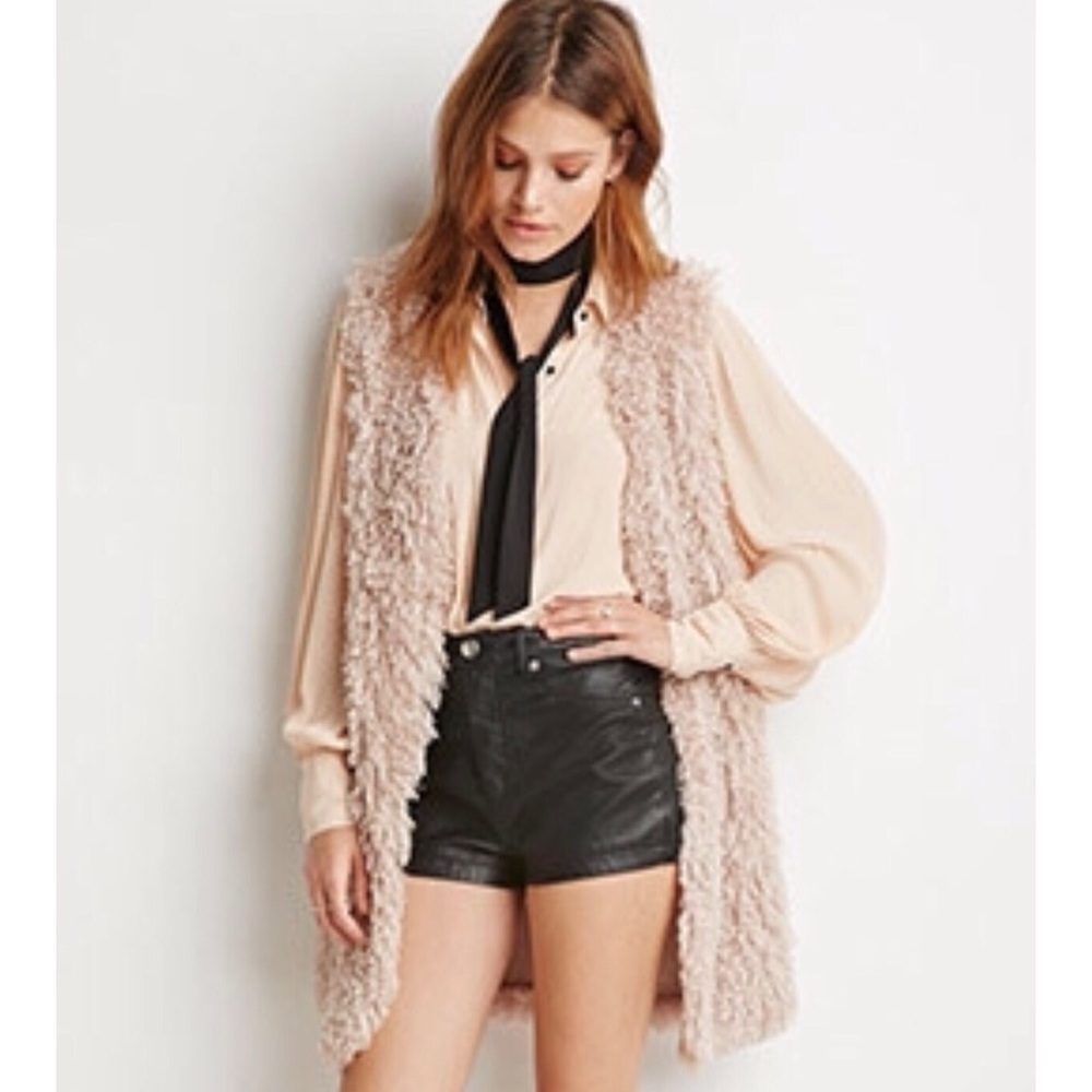 Blush Shaggy Knit Teddy Coat Cozy Vest Cardigan