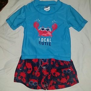 Baby boy swim trunks and rashgaurd