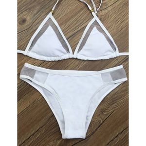 Mesh Panel Cheeky Bikini Set