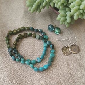 Southwest turquoise silver earring bracelet bundle