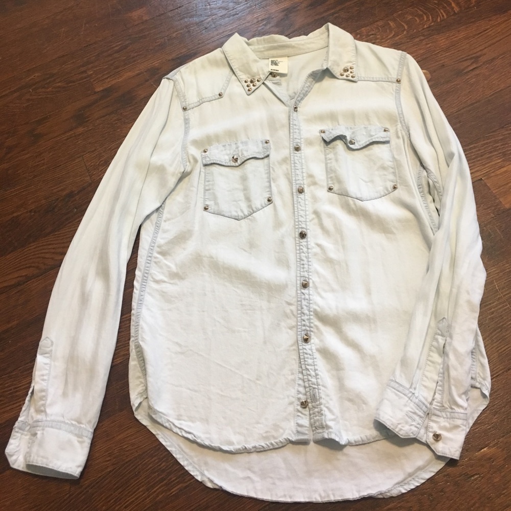 H&M studded acid-washed denim top