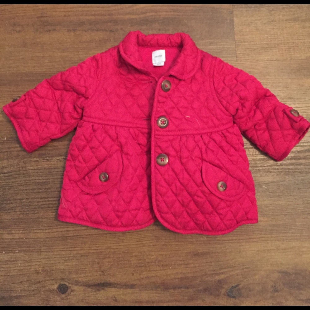 Red baby coat.