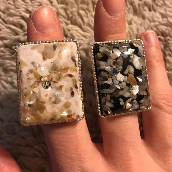 White Chunky Glitter Abalone Ring - Picture 6 of 7