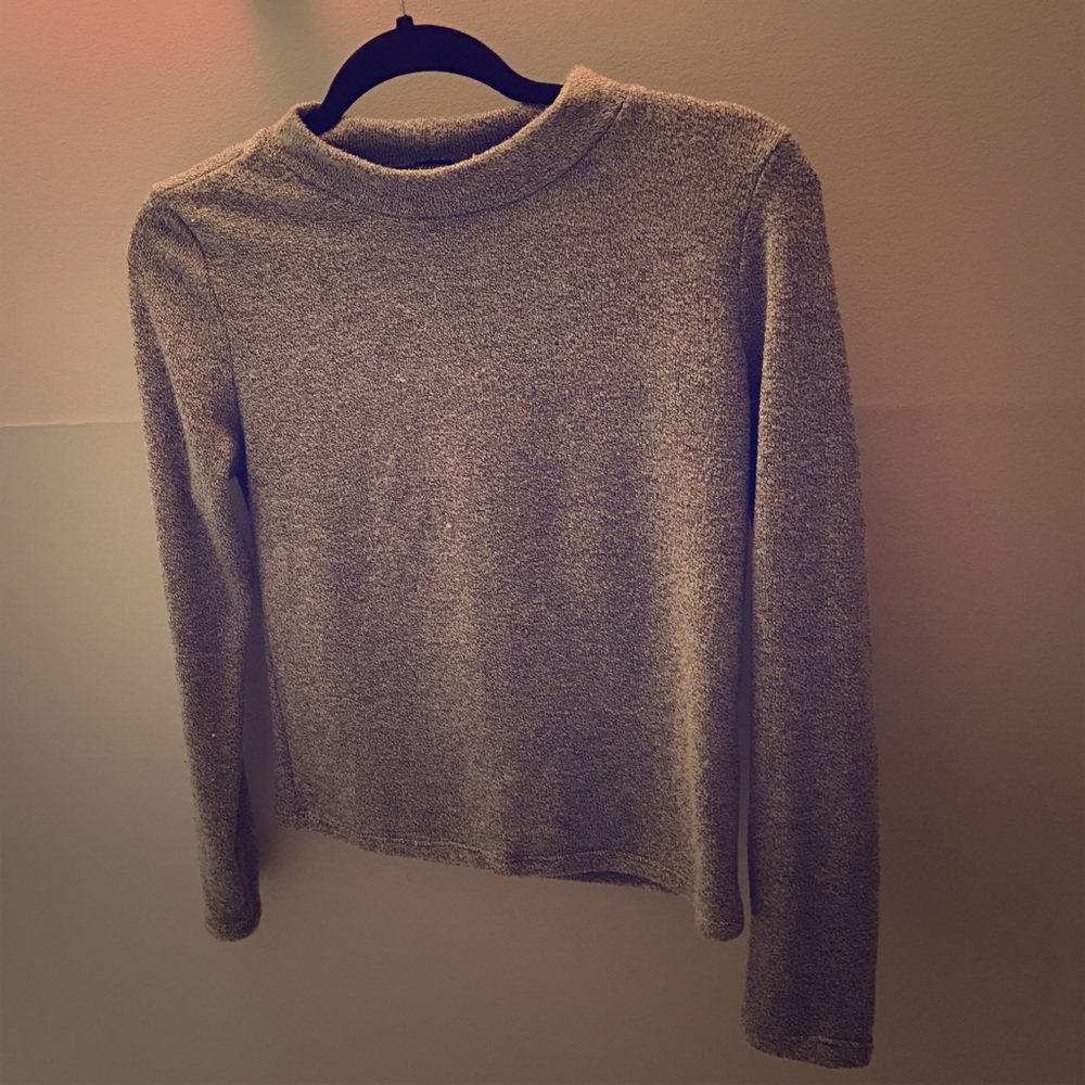 Gray Long Sleeve Crop Top - Forever 21