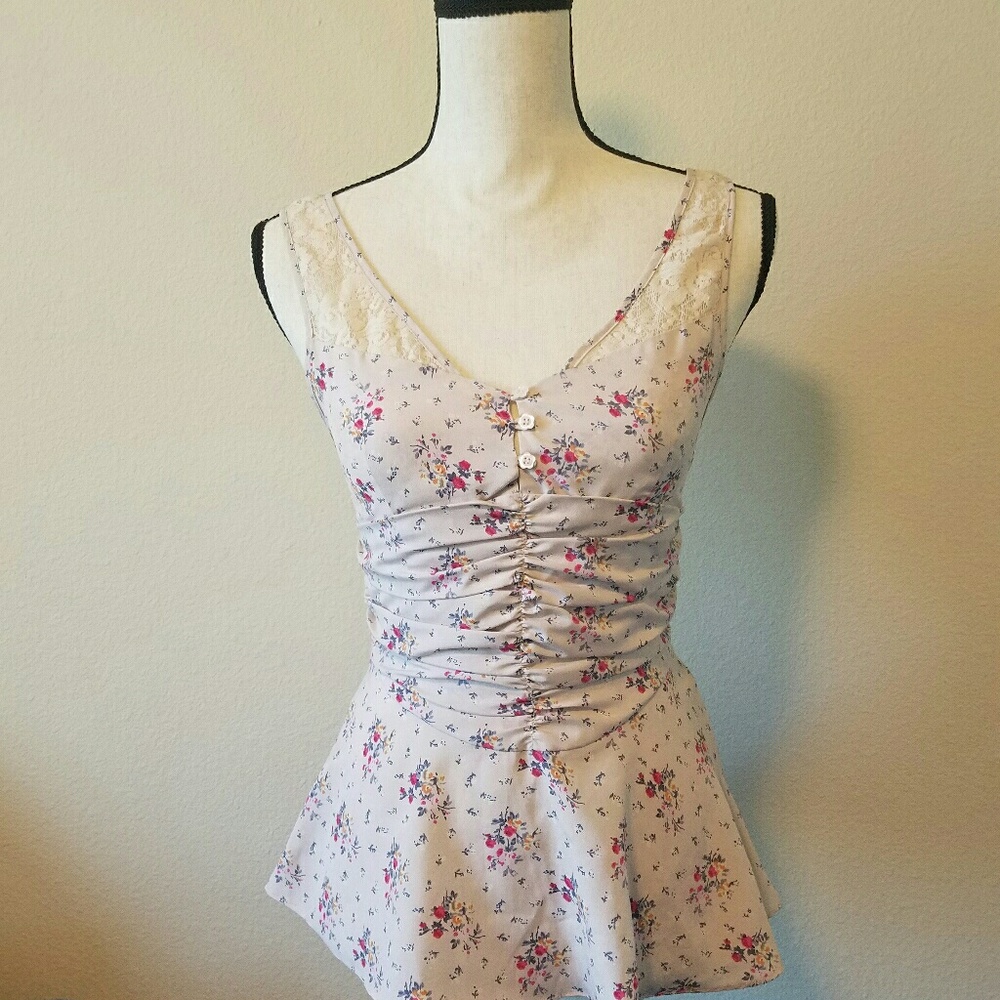 Pink Floral Peplum Top