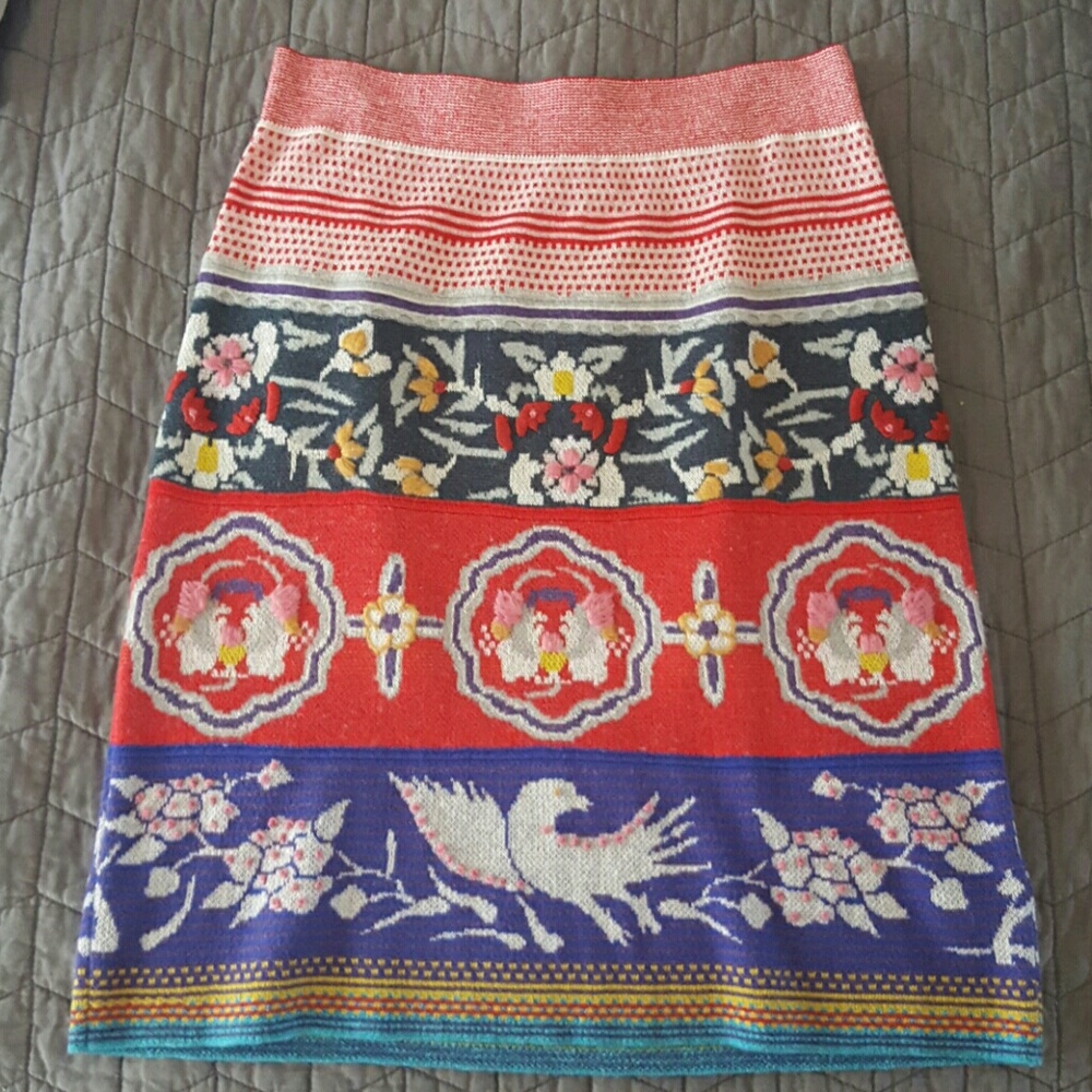 Anthropologie patterned, knit, pencil skirt