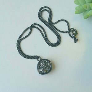 Black druzy sparkle pendant minimalist necklace