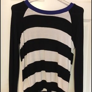 Black and White Sweater with blue detail