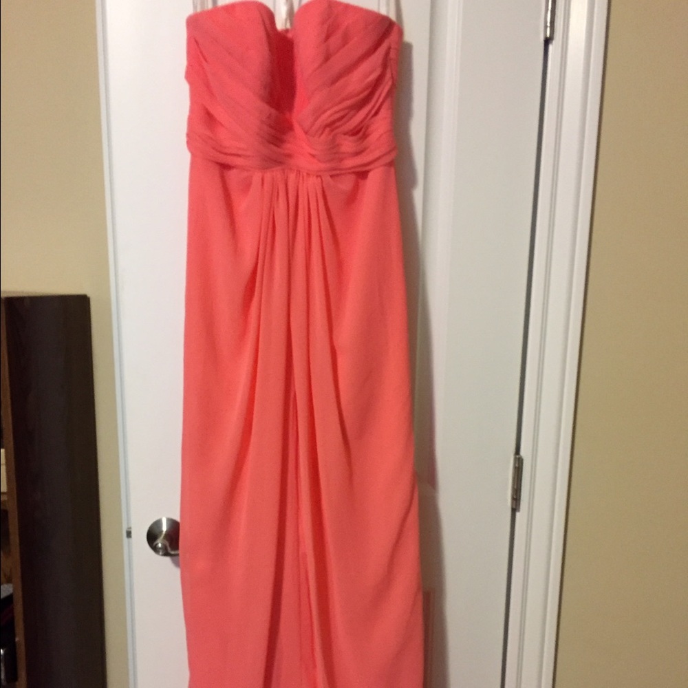 David's Bridal Coral Strapless Dress