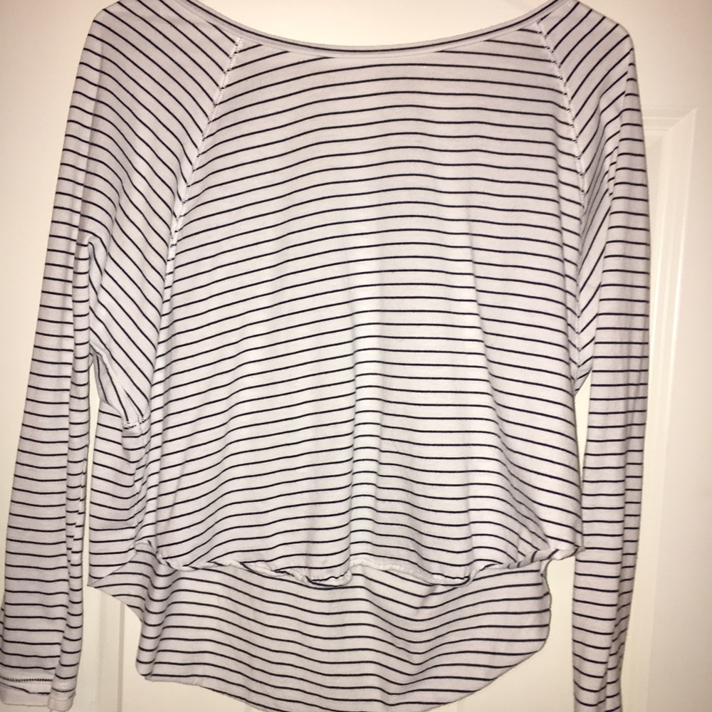 Navy blue and white striped top