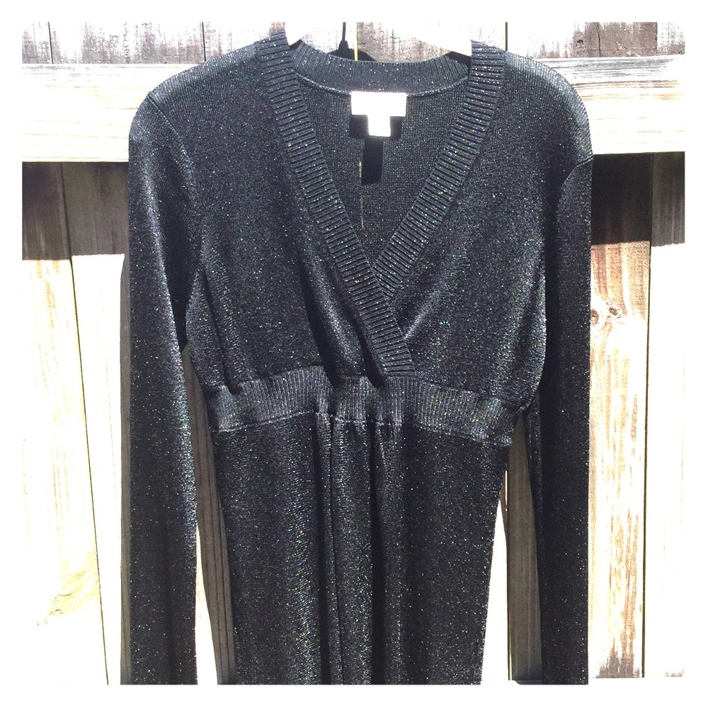 Sparkling Black V-neck Ann Taylor Loft Sweater