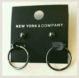 Bundle hoop & stud earrings silver gunmetal